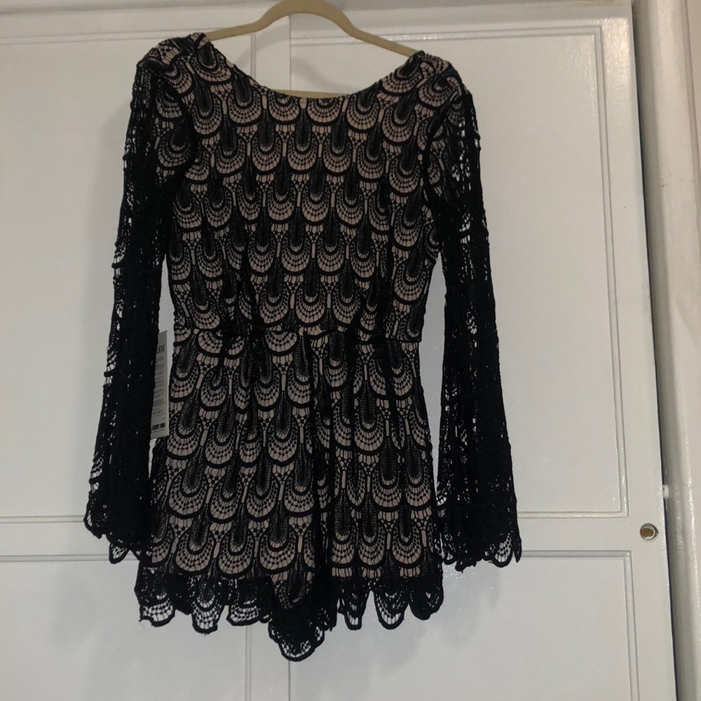 The laundry room black laced romper